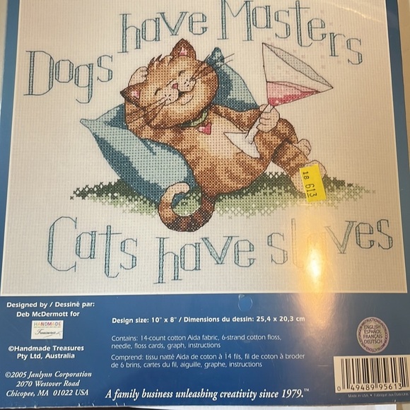 Janlynn Counted Cross Stitch Kit Dogs have masters cats have slaves craft - Picture 3 of 3